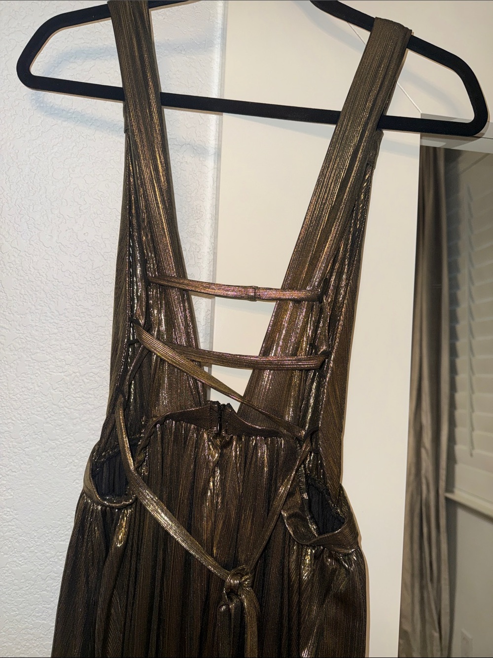 Gold Plunge V-Neck Evening Dress - Picture 8 of 11